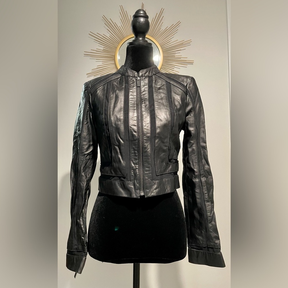 Bebe genuine leather biker jacket, size small, like new condition